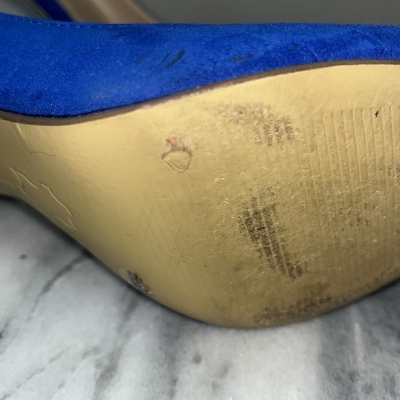 BCBGeneration pointy toe d'Orsay pumps textured suede Sz  8.5 in blue - Picture 10 of 11